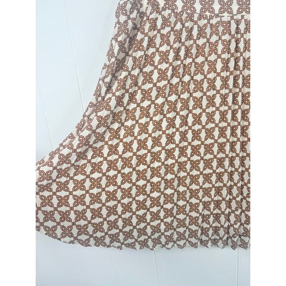 J. Crew Tan Print Pleated Skirt Size 12 Retro 70s - Picture 6 of 11